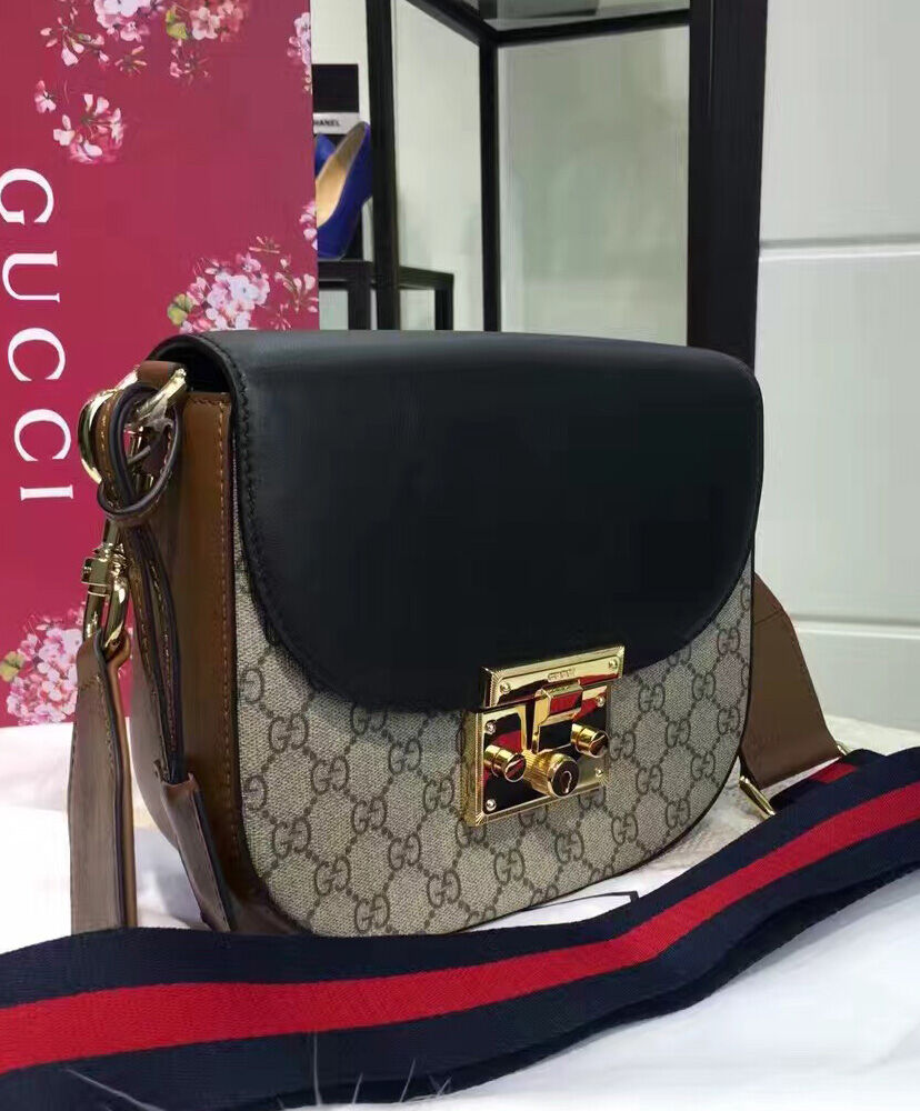 Gucci Padlock GG Supreme Shoulder Bag 453189 Black