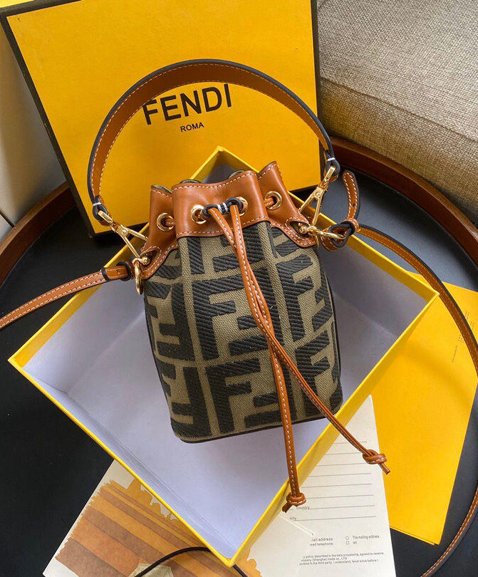 Fendi Mon Tresor Canvas Mini Bag 8BS010 Coffee