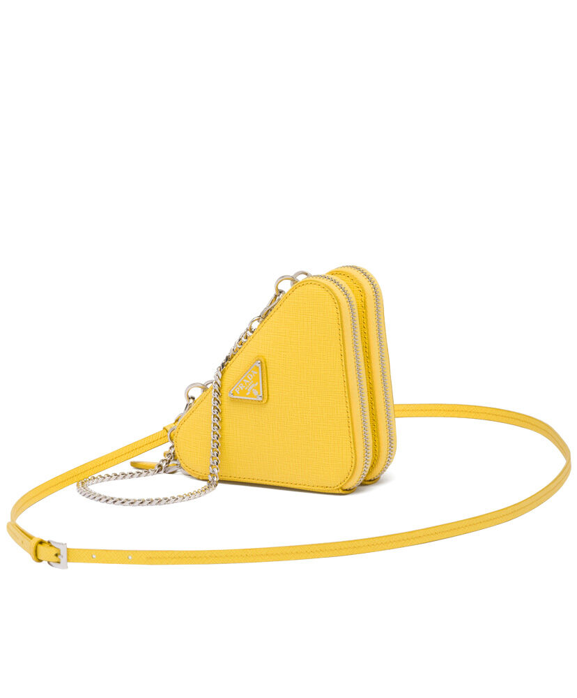 Prada Saffiano Leather Mini Pouch 1NR015 Yellow