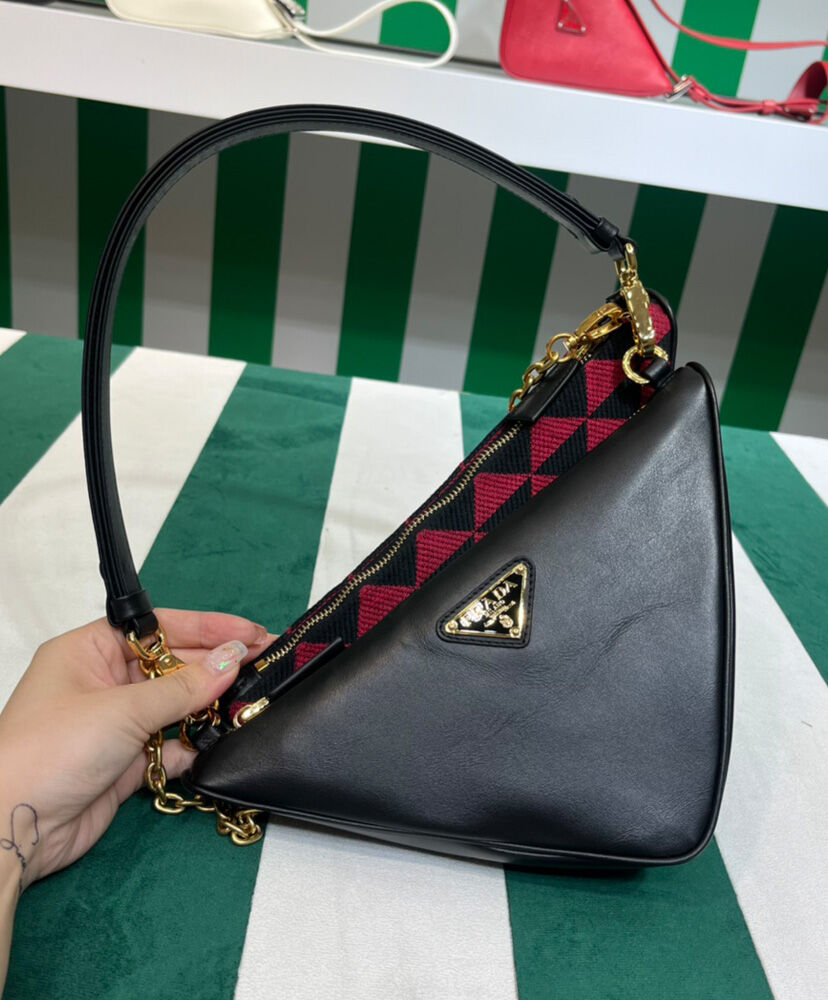 Prada Symbole Leather And Fabric Mini Bag 1BC176 Red