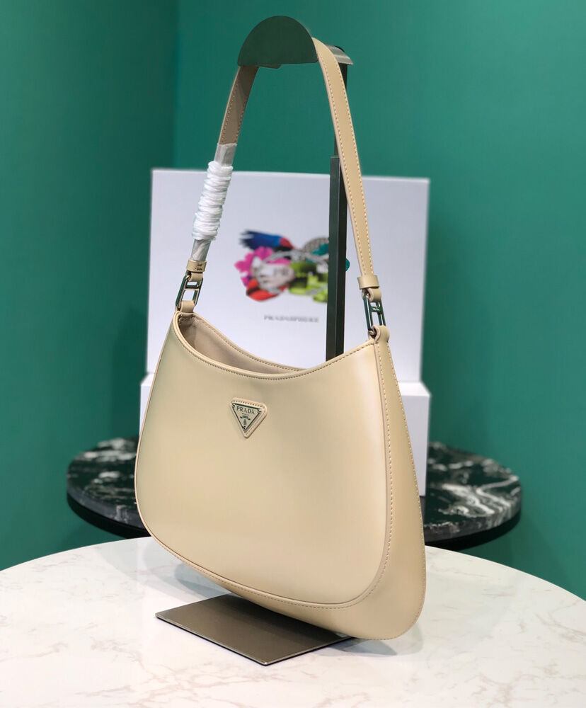 Prada Cleo Brushed Leather Shoulder Bag 1BC499 Apricot