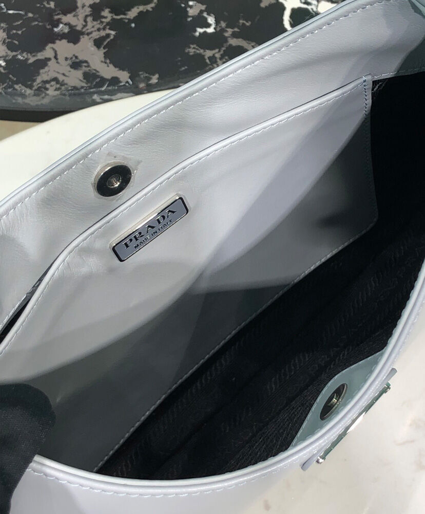 Prada Cleo Brushed Leather Shoulder Bag 1BC499  White