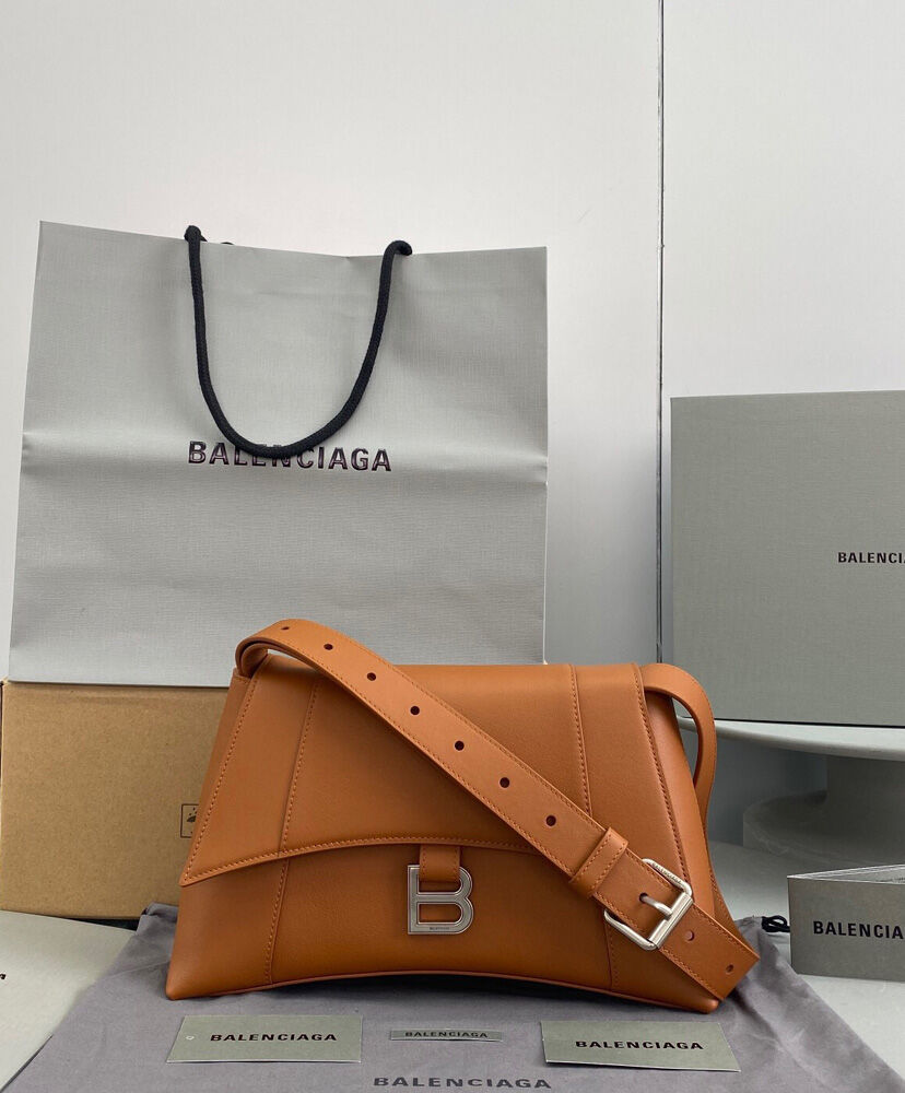 Balenciaga Downtown Medium Shoulder Bag Coffee