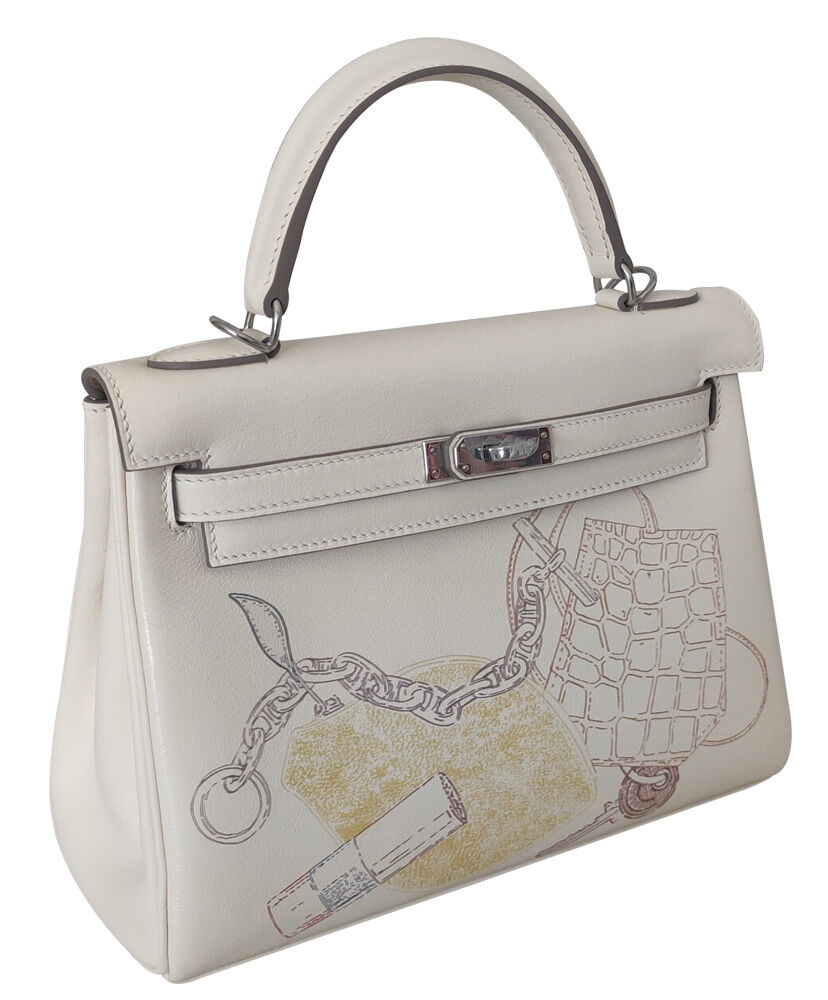 Hermes Kelly 25 Retourne In   Out handbag Cream