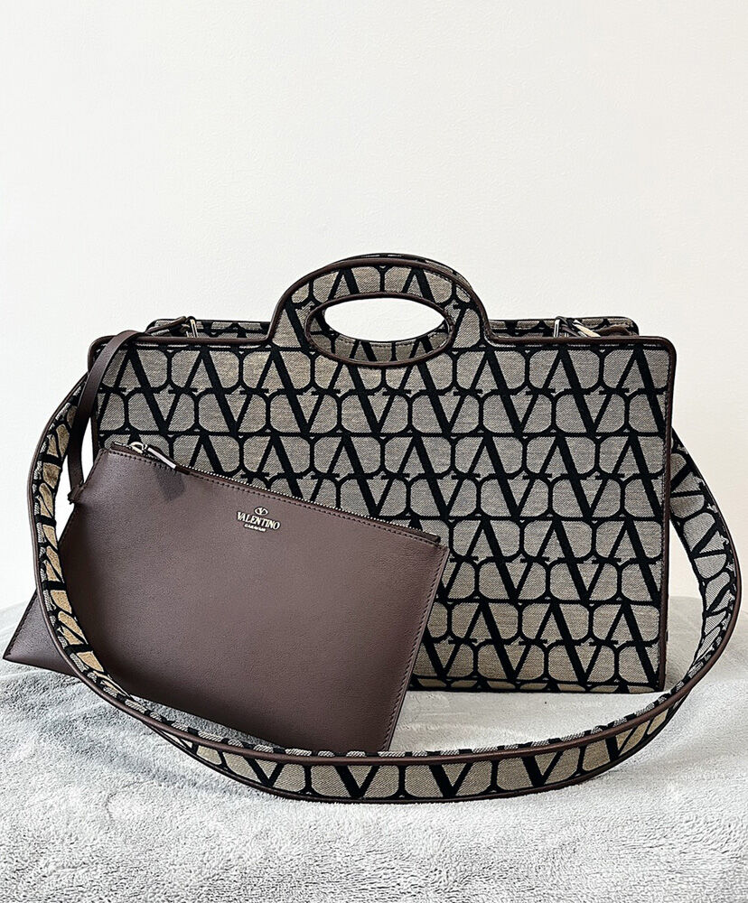 Valentino La Troisieme Toile Iconographe Shopping Bag Dark Coffee