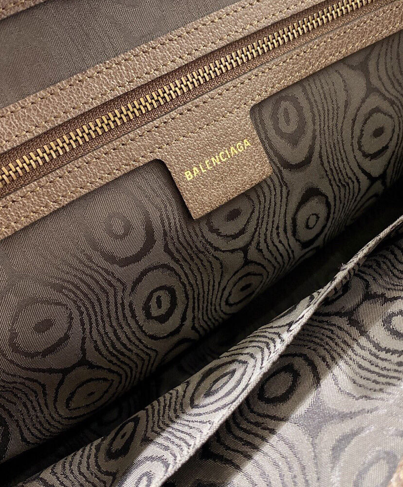 Balenciaga Hacker Graffiti Medium Tote Bag In Coated Canvas Dark Coffee