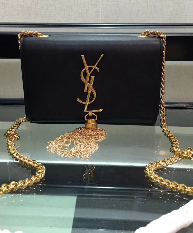 Saint Laurent Kate Monogram Ysl Small Tassel Shoulder Bag Black