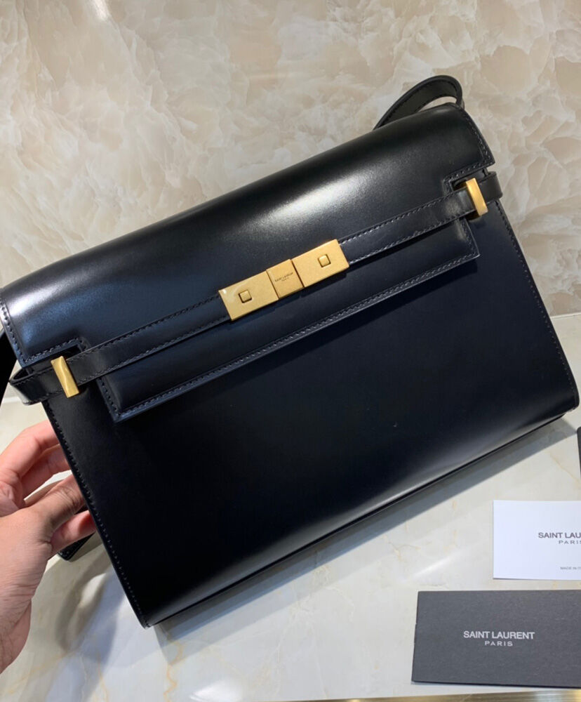 Saint Laurent Manhattan Shoulder Bag In Smooth Leather 579271 Black