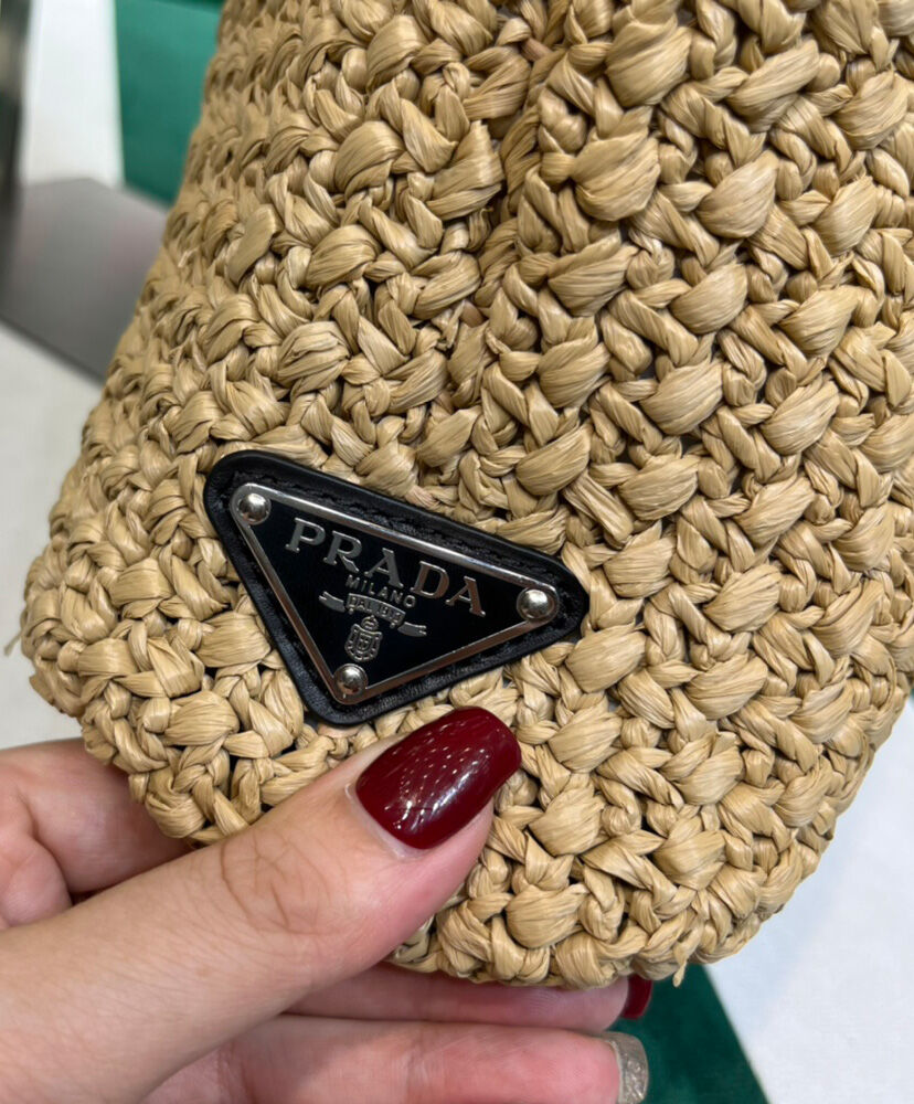 Prada Small Raffia Tote Bag Apricot