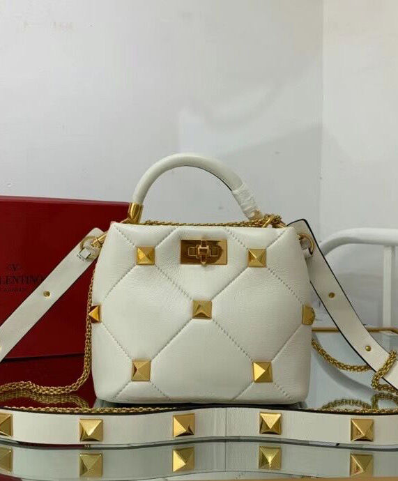 Valentino Garavani Roman Stud The Handle Bag Cream