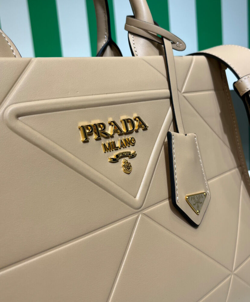 Prada Small leather Prada Symbole Bag With Topstitching 1BA379 Apricot