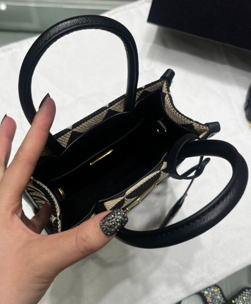 Prada Symbole Jacquard Fabric Micro Bag Black