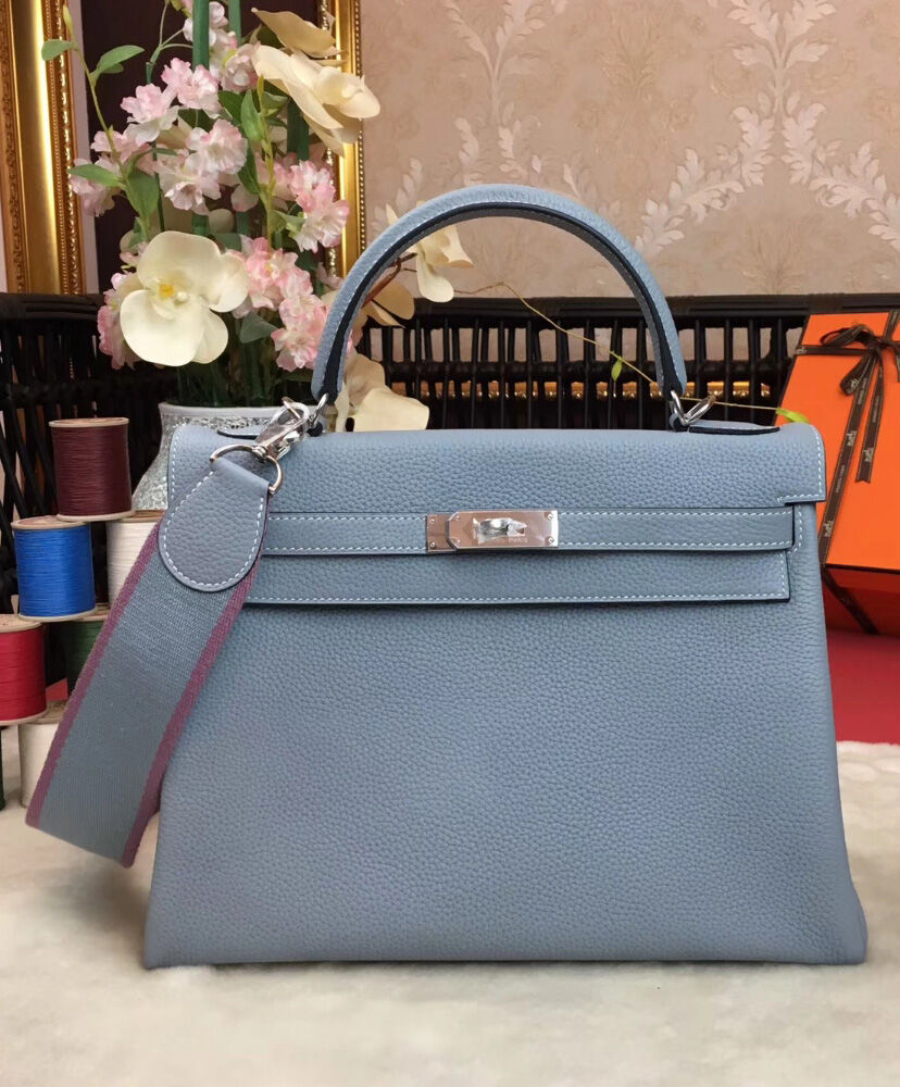 Hermes Kelly Bag 28 Togo Leather Light Blue