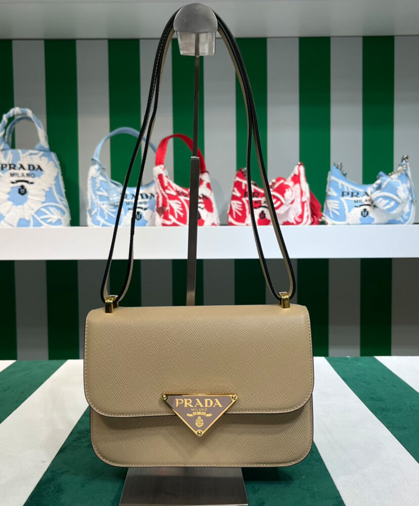 Prada Saffiano Leather Shoulder Bag Apricot