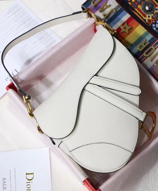 Christian Dior Saddle Calfskin Bag M0446 White