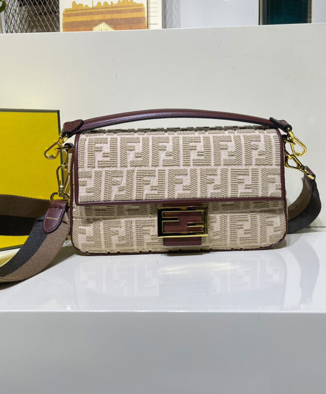 Fendi Beige FF Canvas Bag Cream