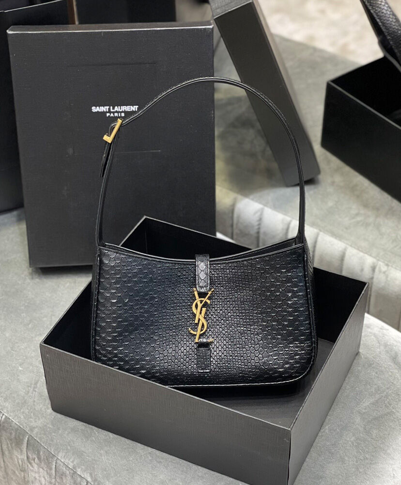 Saint Laurent Le 5 A 7 Hobo Bag In Cowhide Black