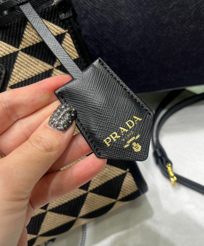 Prada Symbole Jacquard Fabric Micro Bag Black