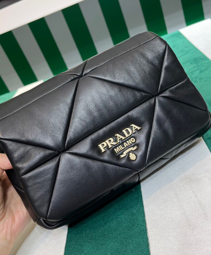 Prada System Nappa Patchwork Shoulder Bag 1BD328 Black