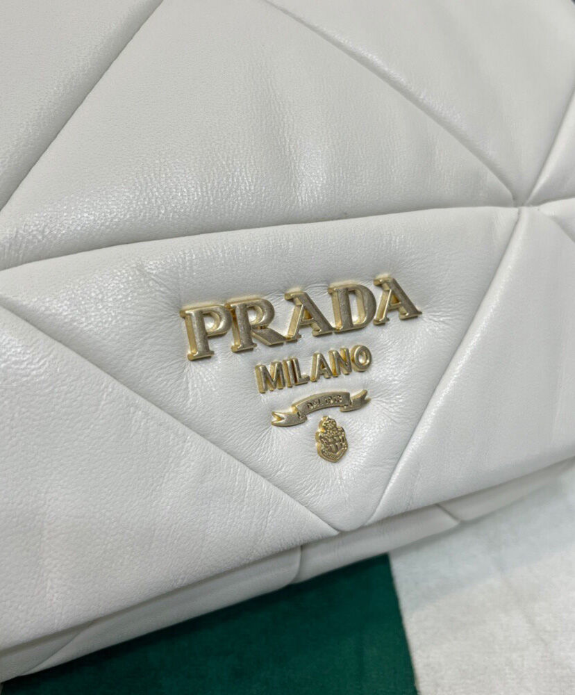 Prada System Nappa Patchwork Shoulder Bag 1BD328 White