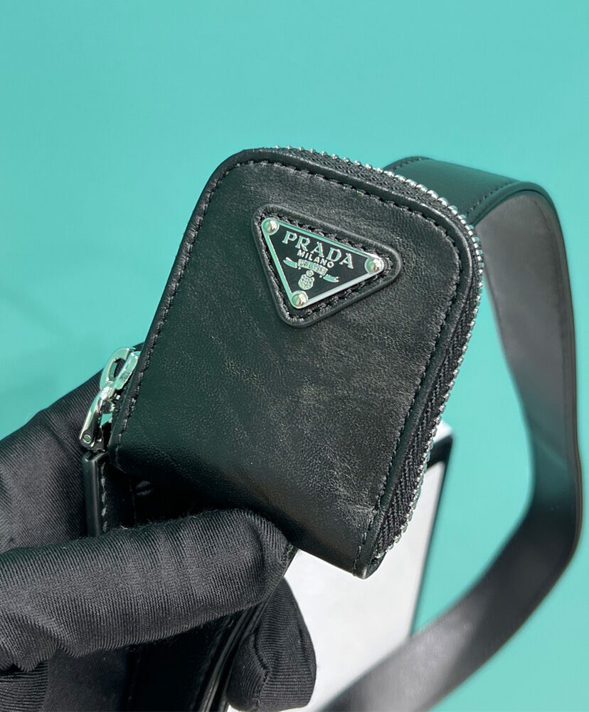 Prada Antique Nappa Leather Multi-pocket Top-handle Bag 1BB099 Black