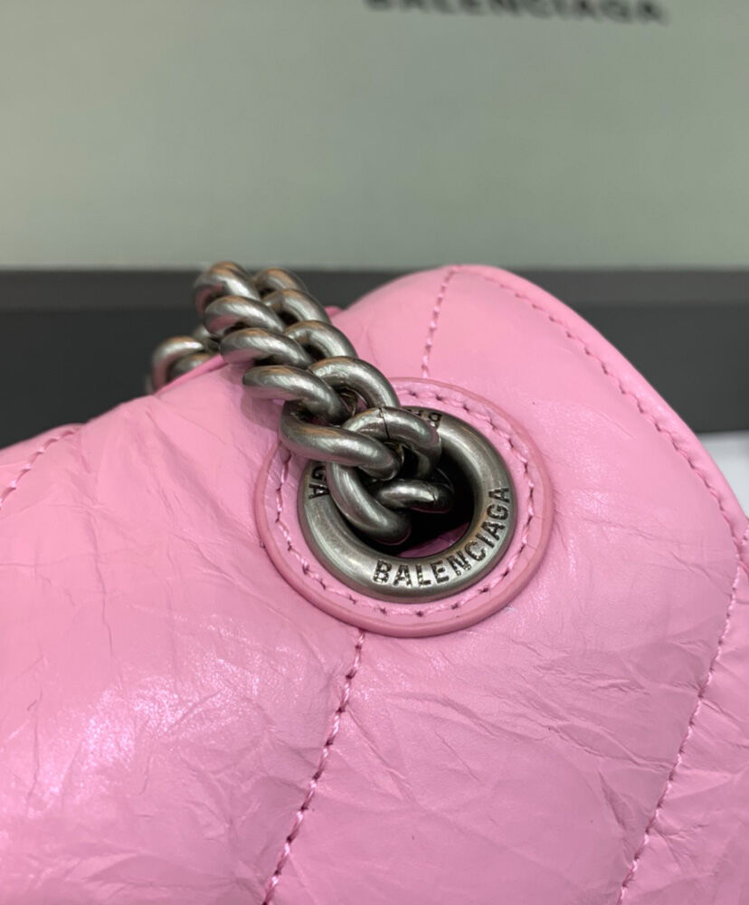 Balenciaga Crush Small Chain Bag Quilted Pink