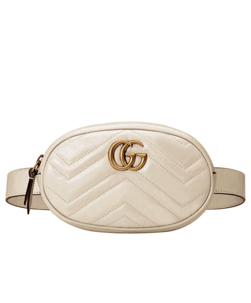 Gucci GG Marmont Matelasse Leather Belt Bag 476434 Cream