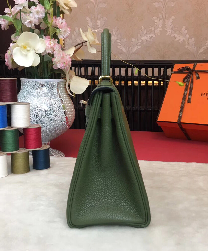 Hermes Kelly Bag 25 Togo Leather Green