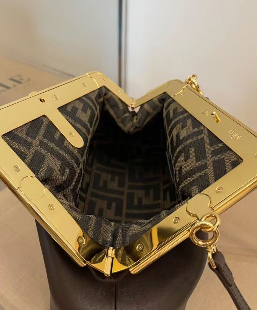 Fendi First Small Leather Bag 8BP129 Dark Coffee
