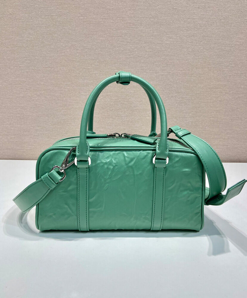 Prada Antique Nappa Leather Multi-pocket Top-handle Bag 1BB099 Green