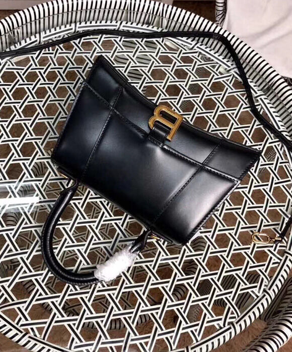Balenciaga Hourglass Small Top Handle Bag Black