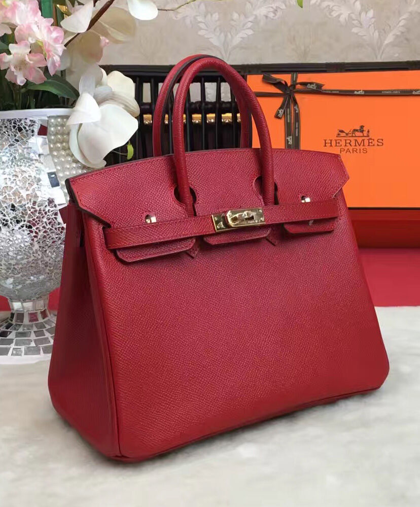 Hermes Birkin 25 Epsom Leather Paon Phw Red