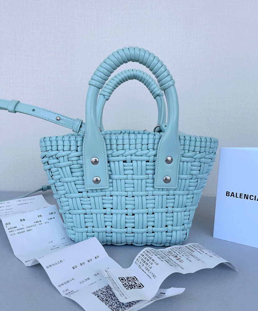 Balenciaga Bistro XXS Basket With Strap Light Blue