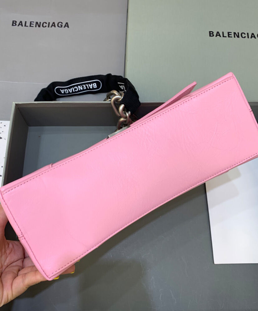 Balenciaga Downtown Small Shoulder Bag With Chain Pink