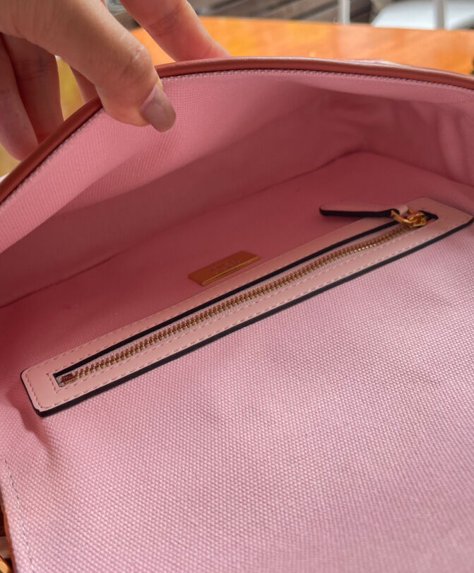 Fendi Beige FF Canvas Bag Pink