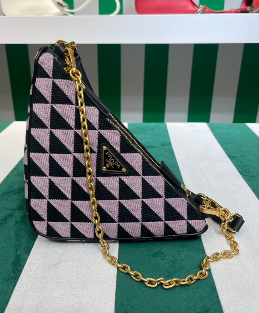 Prada Symbole Leather And Fabric Mini Bag 1BC176 Pink