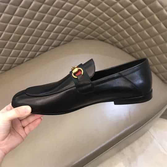 GUCCI 10MM LEATHER FOLDABLED LOAFERS W/ WEB   LDG017