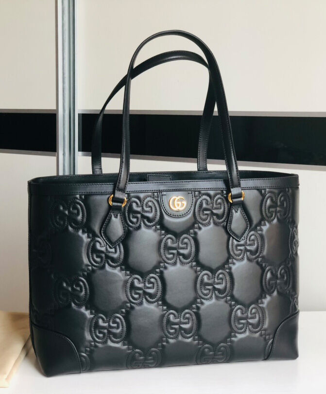 Gucci GG Matelasse Leather Medium Tote 631685 Black