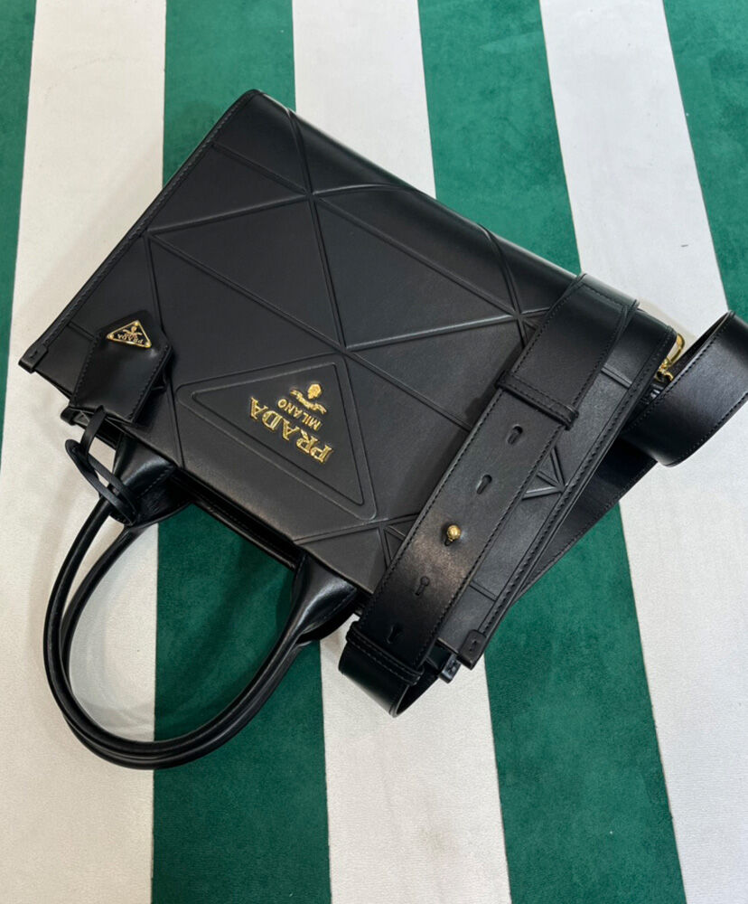 Prada Small leather Prada Symbole Bag With Topstitching 1BA379 Black