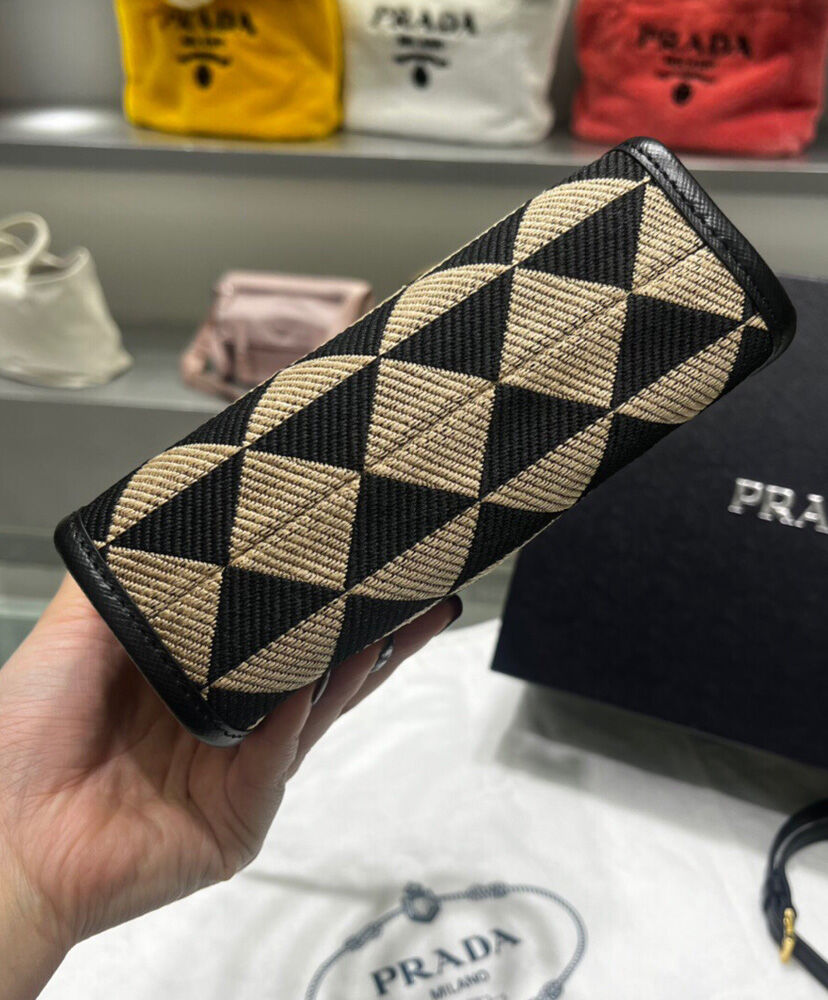 Prada Symbole Jacquard Fabric Micro Bag Black