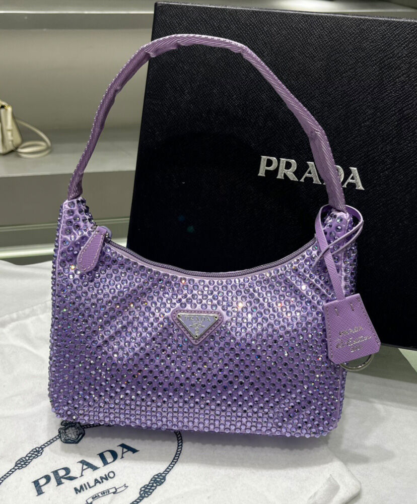 Prada Satin Mini-bag With Artificial Crystals Purple