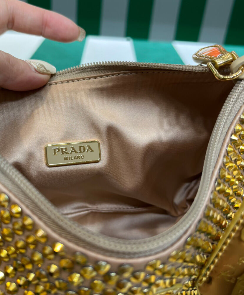 Prada Satin Mini-bag With Crystals 1BC515 Golden