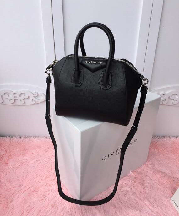 Givenchy Mini Antigona bag in eggplant grained leather BB05114012 Black