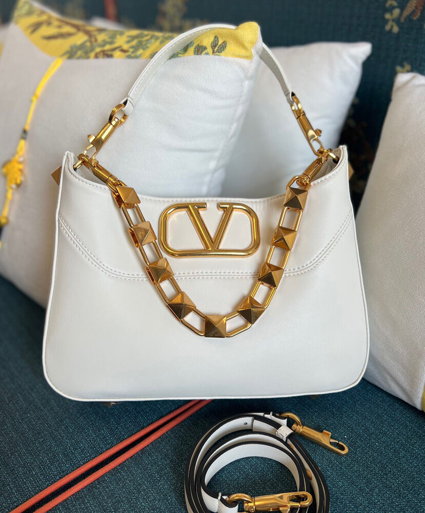 Valentino Garavani Stud Sign Hobo Bag Cream