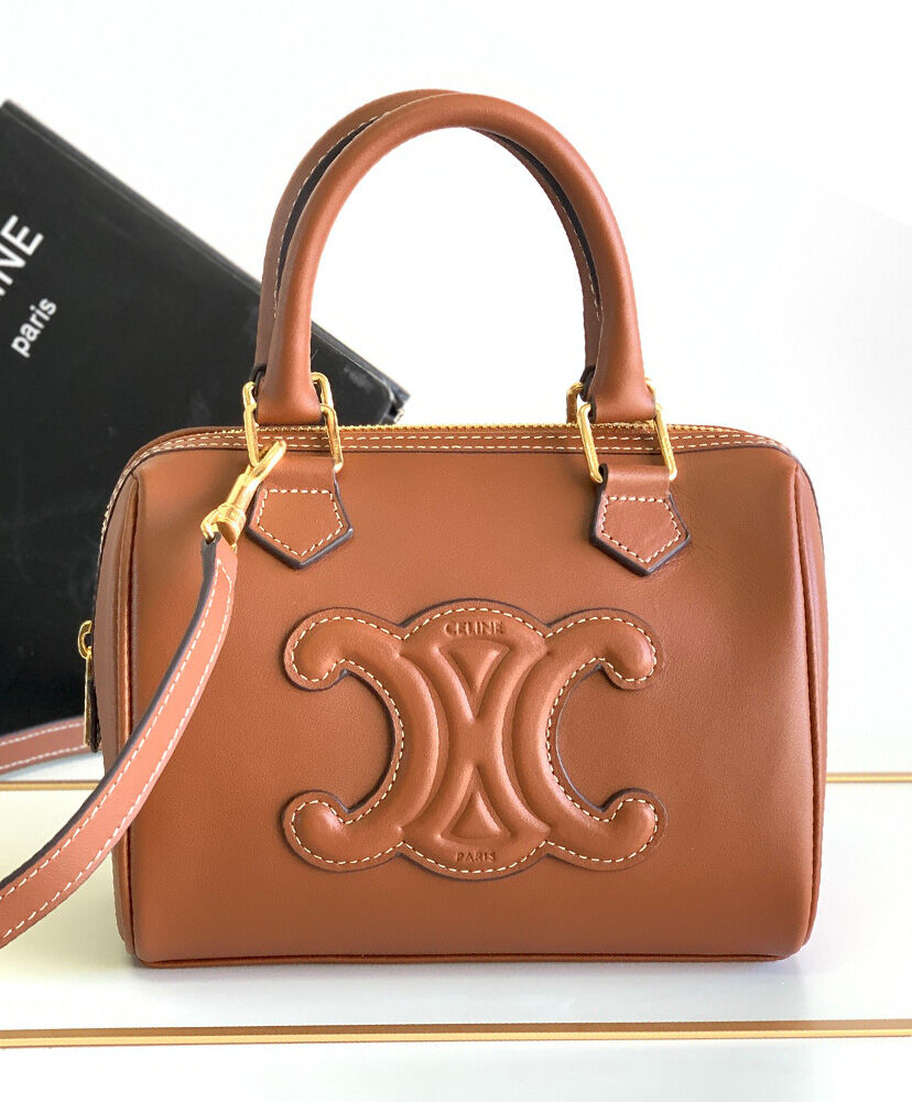 Celine Small Boston Cuir Triomphe In Smooth Calfskin Coffee