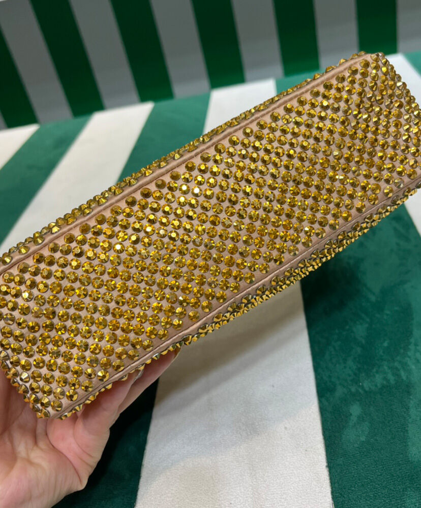 Prada Satin Mini-bag With Crystals 1BC515 Golden