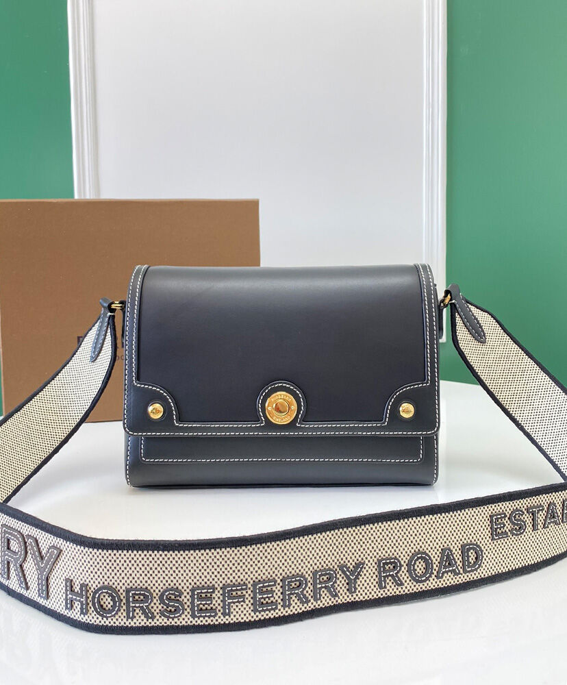 Burberry Topstitched Leather Shoulder Bag Black