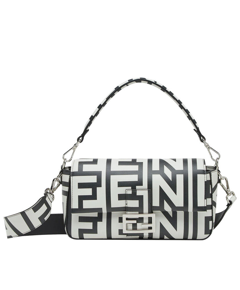 Fendi Baguette Two-tone Leather Fendi Roma Capsule Bag 8BR600 Black