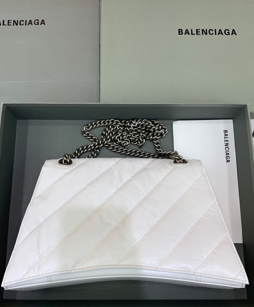 Balenciaga Crush Medium Chain Bag Quilted Cream