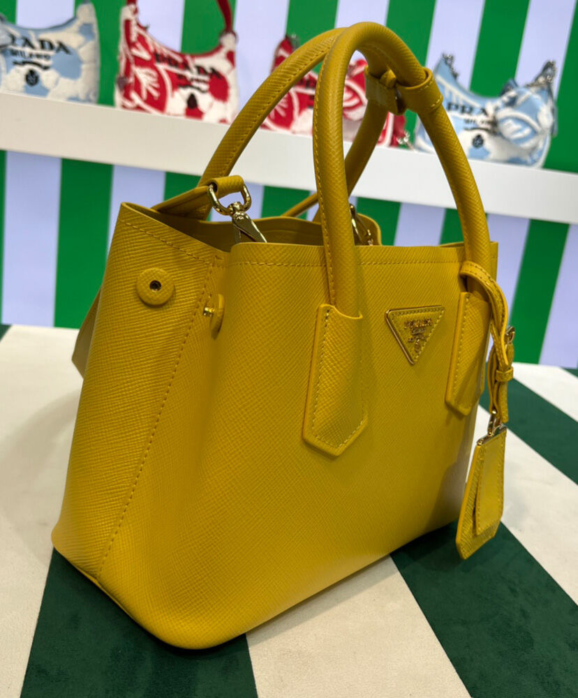 Prada Double Saffiano Leather Mini Bag Yellow